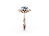 Rose gold Fancy Blue Round  Diamond Cluster Halo Ring with Solitaire Band and Four-Prong Setting_21