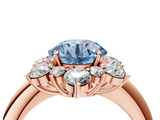 Rose gold Fancy Blue Round  Diamond Cluster Halo Ring with Solitaire Band and Four-Prong Setting_23