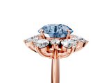 Rose gold Fancy Blue Round  Diamond Cluster Halo Ring with Solitaire Band and Four-Prong Setting_24