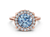 Rose gold Fancy Blue Round  Diamond Cluster Halo Solitaire with Four-Prong Setting_77