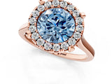 Rose gold Fancy Blue Round  Diamond Cluster Halo Solitaire with Four-Prong Setting_78