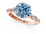Rose gold Fancy Blue Round  Diamond Cluster Prong-Set Solitaire Ring_44