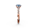 Rose gold Fancy Blue Round  Diamond Cluster Prong-Set Solitaire Ring_45