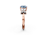 Rose gold Fancy Blue Round  Diamond Floral Cluster Ring with Solitaire Band and Prong Setting_34