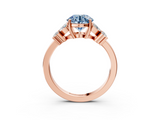 Rose gold Fancy Blue Round  Diamond Floral Cluster Ring with Solitaire Band and Prong Setting_35
