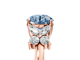 Rose gold Fancy Blue Round  Diamond Floral Cluster Ring with Solitaire Band and Prong Setting_37