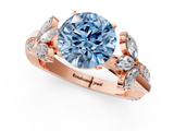 Rose gold Fancy Blue Round  Diamond Floral Vine Solitaire Engagement Ring_4