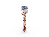 Rose gold Fancy Blue Round  Diamond Floral Vine Solitaire Engagement Ring_5