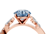 Rose gold Fancy Blue Round  Diamond Floral Vine Solitaire Engagement Ring_7