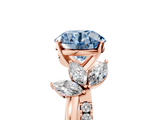 Rose gold Fancy Blue Round  Diamond Floral Vine Solitaire Engagement Ring_8