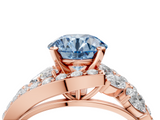 Rose gold Fancy Blue Round  Diamond Halo Ring with Marquise and Pavé Band in Prong Setting_77