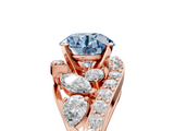 Rose gold Fancy Blue Round  Diamond Halo Ring with Marquise and Pavé Band in Prong Setting_78