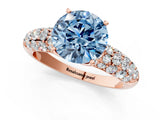 Rose gold Fancy Blue Round  Diamond Pavé Band Solitaire Ring with Four-Prong Setting_50