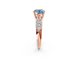 Rose gold Fancy Blue Round  Diamond Pavé Band Solitaire Ring with Four-Prong Setting_51