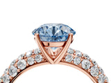Rose gold Fancy Blue Round  Diamond Pavé Band Solitaire Ring with Four-Prong Setting_53