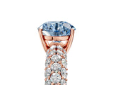 Rose gold Fancy Blue Round  Diamond Pavé Band Solitaire Ring with Four-Prong Setting_54