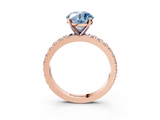 Rose gold Fancy Blue Round  Diamond Pavé Band Solitaire with Four-Prong Setting_204