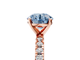 Rose gold Fancy Blue Round  Diamond Pavé Band Solitaire with Four-Prong Setting_206