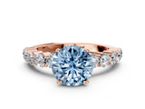 Rose gold Fancy Blue Round  Diamond Pavé Band Solitaire with Four-Prong Setting_3