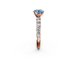 Rose gold Fancy Blue Round  Diamond Pavé Band Solitaire with Four-Prong Setting_5