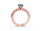 Rose gold Fancy Blue Round  Diamond Pavé Band Solitaire with Four-Prong Setting_6