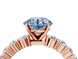 Rose gold Fancy Blue Round  Diamond Pavé Band Solitaire with Four-Prong Setting_7