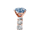 Rose gold Fancy Blue Round  Diamond Pavé Band Solitaire with Four-Prong Setting_8