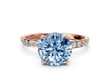 Rose gold Fancy Blue Round  Diamond Pavé Band with Six-Prong Setting_15