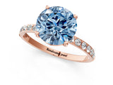 Rose gold Fancy Blue Round  Diamond Pavé Band with Six-Prong Setting_16