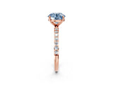 Rose gold Fancy Blue Round  Diamond Pavé Band with Six-Prong Setting_17