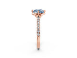 Rose gold Fancy Blue Round  Diamond Pave Band with Floral Prong Setting_29