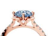 Rose gold Fancy Blue Round  Diamond Pave Band with Floral Prong Setting_31