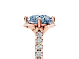 Rose gold Fancy Blue Round  Diamond Pave Band with Floral Prong Setting_32