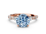 Rose gold Fancy Blue Round  Diamond Prong Set Engagement Ring with Pave Band_185