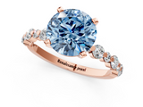 Rose gold Fancy Blue Round  Diamond Prong Set Engagement Ring with Pave Band_186