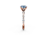 Rose gold Fancy Blue Round  Diamond Prong Set Engagement Ring with Pave Band_187