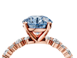 Rose gold Fancy Blue Round  Diamond Prong Set Engagement Ring with Pave Band_189
