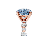 Rose gold Fancy Blue Round  Diamond Prong Set Engagement Ring with Pave Band_190