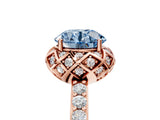 Rose gold Fancy Blue Round  Diamond Solitaire Ring with Shared Prong Pavé Band_127