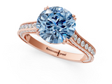 Rose gold Fancy Blue Round  Diamond Solitaire with Pave Band and Six-Prong Setting_21