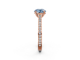 Rose gold Fancy Blue Round  Diamond Solitaire with Pave Band and Six-Prong Setting_22