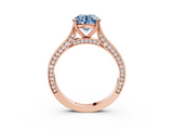 Rose gold Fancy Blue Round  Diamond Solitaire with Pave Band and Six-Prong Setting_23