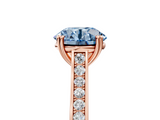 Rose gold Fancy Blue Round  Diamond Solitaire with Pave Band and Six-Prong Setting_25
