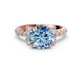Rose gold Fancy Blue Round  Diamond Three-Stone Pave Band with Four-Prong Setting_19