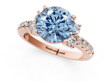 Rose gold Fancy Blue Round  Diamond Three-Stone Pave Band with Four-Prong Setting_20