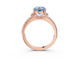 Rose gold Fancy Blue Round  Diamond Three-Stone Pave Band with Four-Prong Setting_22