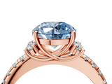 Rose gold Fancy Blue Round  Diamond Three-Stone Pave Band with Four-Prong Setting_23