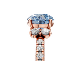 Rose gold Fancy Blue Round  Diamond Three-Stone Pave Band with Four-Prong Setting_24