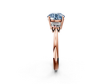 Rose gold Fancy Blue Round  Diamond Three-Stone Ring with Trapezoid Side Stones and Prong Setting_19