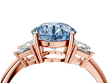 Rose gold Fancy Blue Round  Diamond Three-Stone Ring with Trapezoid Side Stones and Prong Setting_21